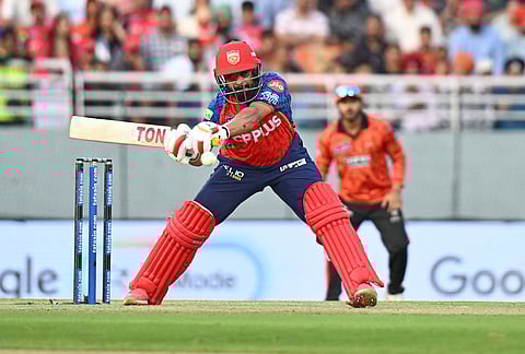 Punjab Kings' Prabhsimran Singh plays a shot during the Indian Premier League cricket match between Punjab Kings and Sunrisers Hyderabad in New Chandigarh.