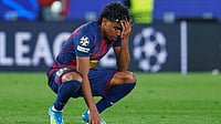 Barcelona Vs Espanyol Live Score, La Liga Updates: Kick-Off Soon; Blaugrana Seeking Seventh Consecutive League Win Photo: AP/Joan Monfort : Barcelona's Lamine Yamal reacts disappointed after the Champions League quarter-final first leg match between Barcelona and Atletico Madrid in Barcelona.