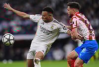Real Madrid 1-1 Girona, La Liga 2025-26: Los Blancos Held As Valverde Goal Cancelled Out By Lemar Equaliser | Photo: AP/Manu Fernandez : Real Madrid's Kylian Mbappe, left, vies for the ball with Girona's Alex Moreno during a Spanish La Liga soccer match between Real Madrid and Girona in Madrid, Spain.