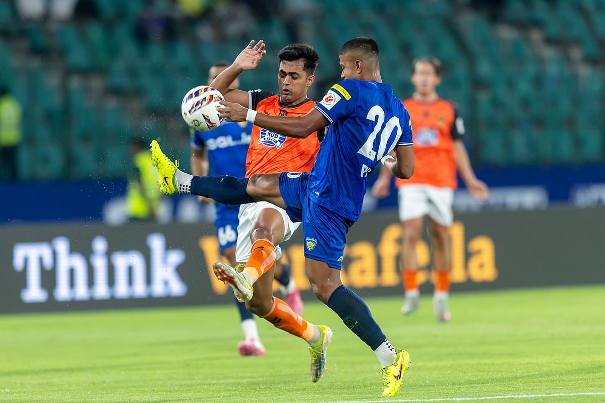 Chennaiyin FC in action during their last Indian Super League match against Inter Kashi on April 7, 2026. - | Photo: AIFF