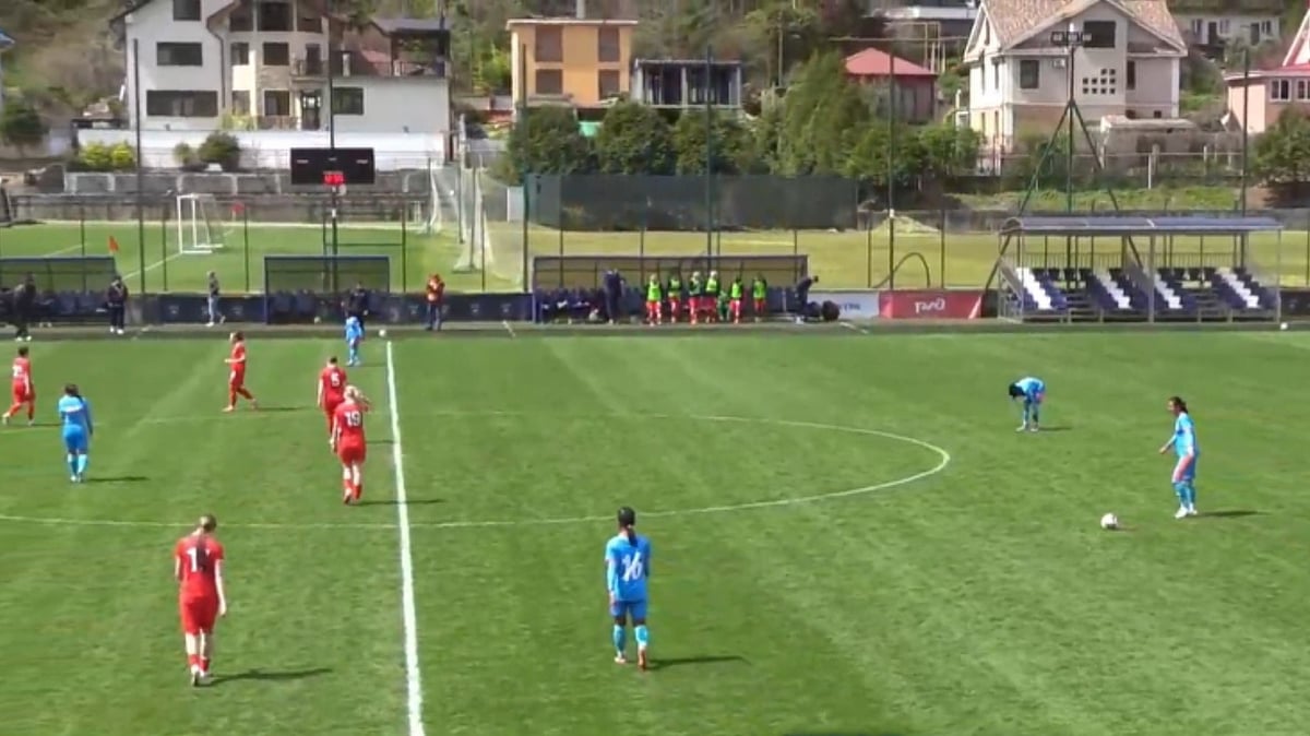India U17 players in action against Russia U17 during the women's international friendly on April 11, 2026. - | Photo: Screenshot/Indian Football YouTube