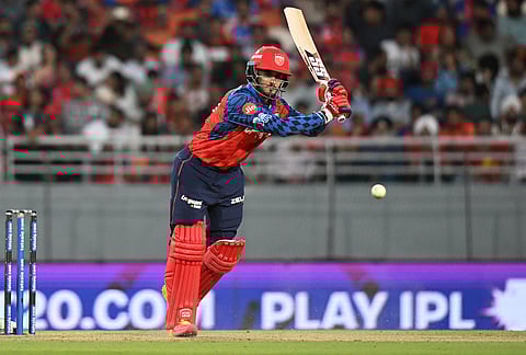 Punjab Kings' Nehal Wadhera plays a shot during the Indian Premier League cricket match between Punjab Kings and Sunrisers Hyderabad in New Chandigarh.