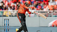 PBKS Vs SRH LIVE Score, IPL 2026: Abhishek Sharma Brings Up Fifty In Just 18 Balls | SRH - 84/0 (5) IPL/X : Abhishek Sharma in action against Punjab Kings in IPL 2026 clash at Mullanpur.