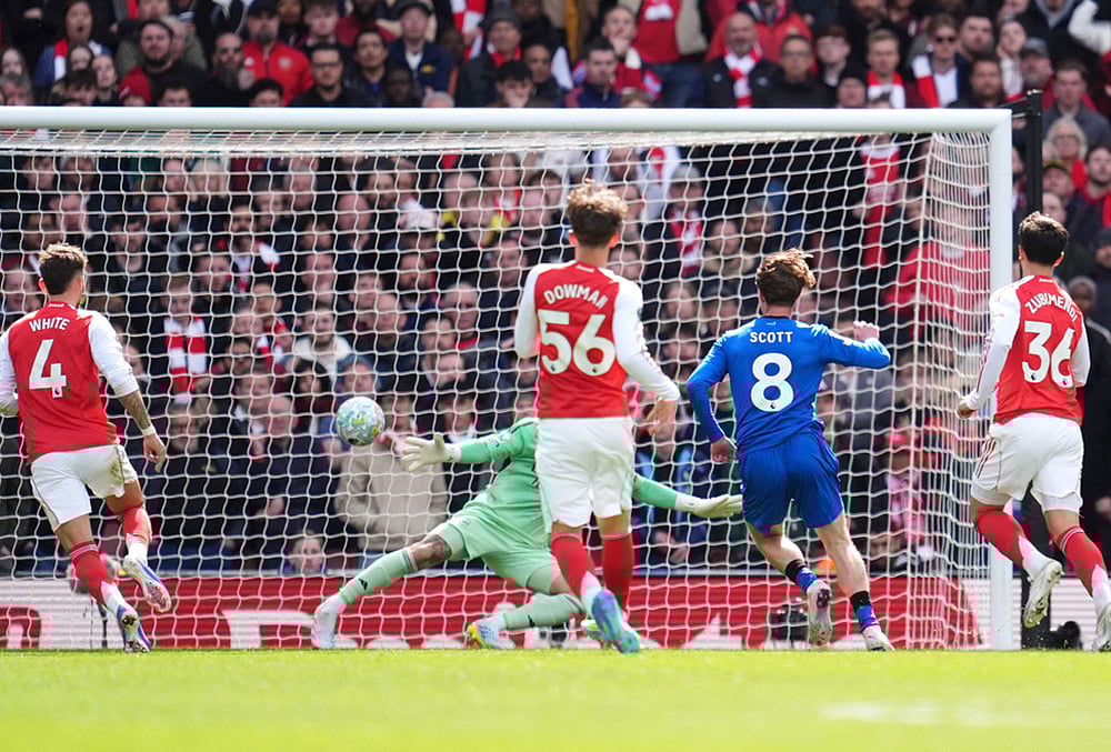 Bournemouth's Alex Scott scores his side's second goal of the game during the English Premier League soccer match between Arsenal and Bournemouth in London, England.  - | Photo: Adam Davy/PA via AP