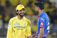 | Photo: PTI/R Senthilkumar : Chennai Super Kings' captain Ruturaj Gaikwad, left, and Delhi Capitals' captain Axar Patel during the toss before an Indian Premier League (IPL) 2026 T20 cricket match between Chennai Super Kings and Delhi Capitals, in Chennai, Tamil Nadu.