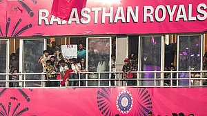 | Photo: PTI/Swapan Mahapatra : RR's team manager eyes a potential match ban, if the report from match referee flags IPL anti-corruption code breach.