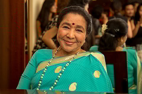 Commonly referred to as Ashaji, the legendry Indian singer on a visit to promote her Restaurant chain in Dubai.