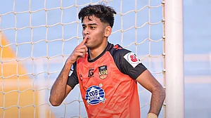 InterKashi/X : Mohammed Asif celebrating his goal against Mohammedan SC ISL 2025-26 match.