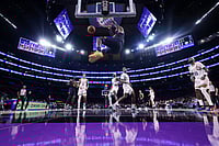 Los Angeles Lakers Vs Phoenix Suns, NBA 2026: Lakers Edge Suns in Overtime Thriller - In Pics | Photo: AP/Jessie Alcheh : Los Angeles Lakers forward LeBron James dunks as additional players watch against the Phoenix Suns during the second half of an NBA basketball game in Los Angeles.
