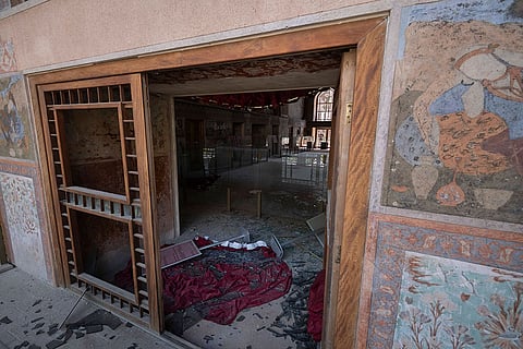 An interior view of the historic Chehel Sotoun Palace, which was damaged by the force of an explosion wave from a military operation during the United States-Israeli campaign in Iran, near the Provincial Governor s Office in Isfahan, 450 km 280 miles south of Tehran.