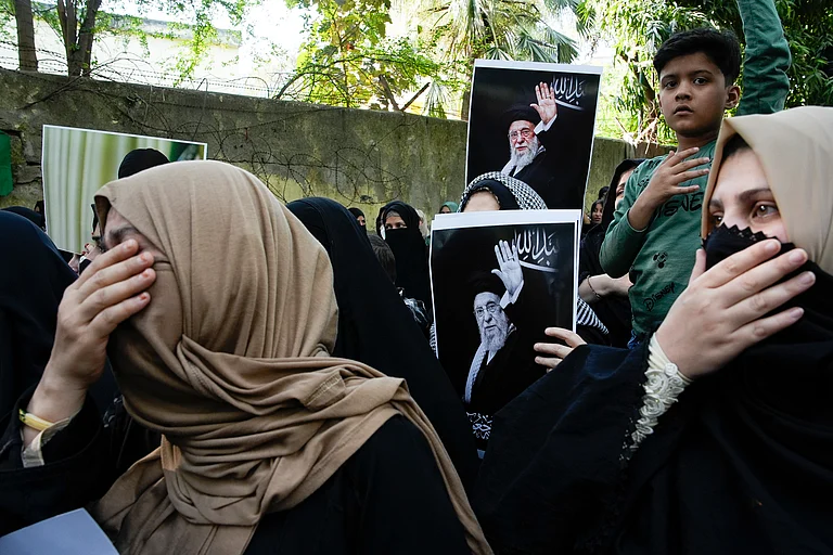 Members of the All India Shia Council hold a protest at Jantar Mantar against the killing of Iran's Supreme Leader Ayatollah Ali Khamenei, who was killed in Israeli and US strikes, at Jantar Mantar on March 1, 2026 in New Delhi - vikram sharma