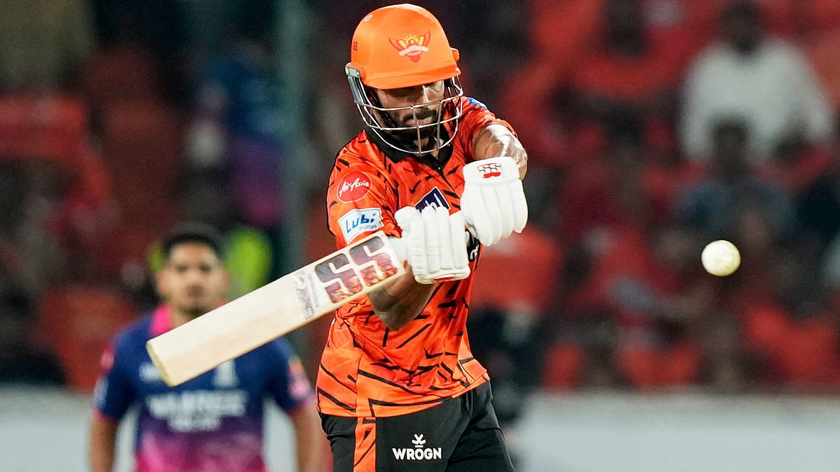 SRH vs RR Live Score, IPL 2026: Sunrisers Hyderabad's Nitish Kumar Reddy plays a shot during the Indian Premier League cricket match between Sunrisers Hyderabad and Rajasthan Royals. - Mahesh Kumar A./AP