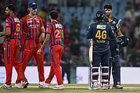 LSG Vs GT, IPL 2026: Prasidh Krishna’s Four-For Sets Up Dominant Win For Titans | Photo: AP/STR : Gujarat Titans' Rahul Tewatia and Washington Sundar celebrate after winning the Indian Premier League cricket match between Gujarat Titans and Lucknow Super Giants in Lucknow, India.