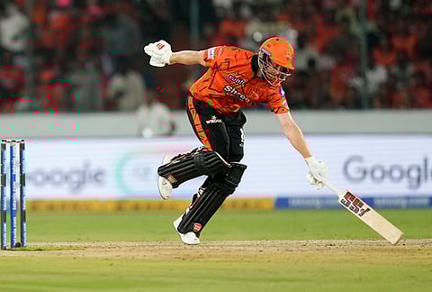 Sunrisers Hyderabad's Heinrich Klaasen successfully completes his run during the Indian Premier League cricket match between Sunrisers Hyderabad and Rajasthan Royals in Hyderabad.