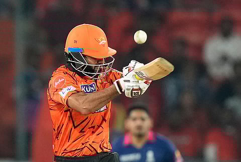 Sunrisers Hyderabad's Salil Arora hits a boundary during the Indian Premier League cricket match between Sunrisers Hyderabad and Rajasthan Royals in Hyderabad.