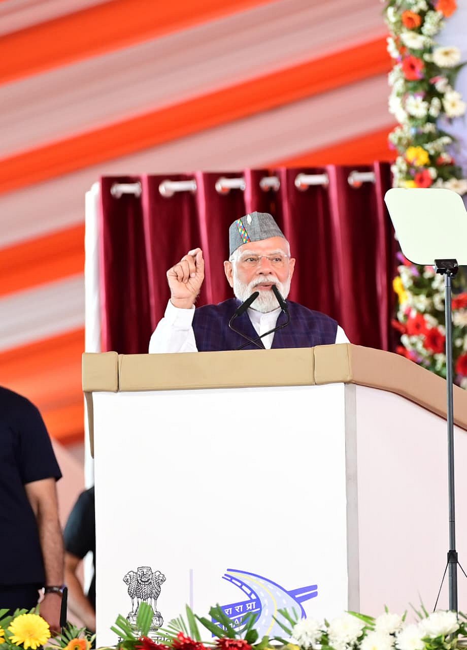 PM Modi addressing the public at the inauguration of Delhi–Dehradun Economic Corridor