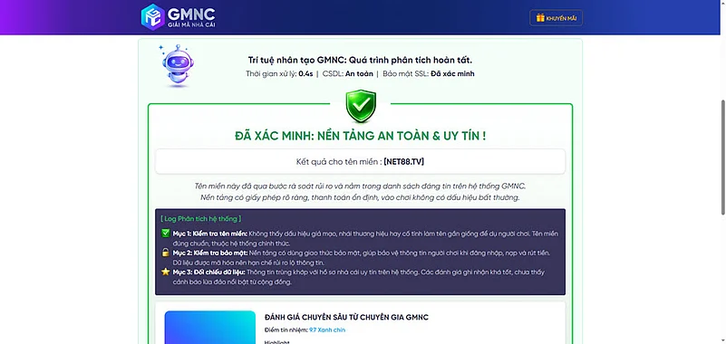 GMNC website page verifying a safe betting platform