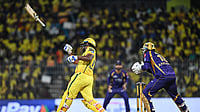 CSK Vs KKR Live Cricket Score, IPL 2026: Narine Cleans Up Sarfaraz | Chennai 162/4 (16.1) Photo: AP : Sanju Samson loses his grip on the bat during the Indian Premier League match between Chennai Super Kings and Kolkata Knight Riders in Chennai.