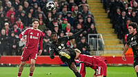 Liverpool Vs PSG LIVE Score, UEFA Champions League QF Leg 2: All Eyes On Mohamed Salah To Turn It Around For The Reds AP Photo/Dave Shopland : PSG's Ousmane Dembele misses a chance during the Champions League quarterfinal second leg soccer match between Liverpool and Paris Saint-Germain in Liverpool, England, Tuesday, April 14, 2026.