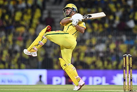 Chennai Super Kings' Ayush Mhatre plays a shot during the Indian Premier League cricket match between Chennai Super Kings and Kolkata Knight Riders in Chennai.
