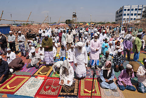 People offering Namaj at Replica of Babri Masjid at Murshidabad Beldanga