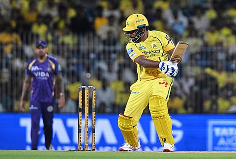 Chennai Super Kings' Sanju Samson plays a shot during the Indian Premier League cricket match between Chennai Super Kings and Kolkata Knight Riders in Chennai.