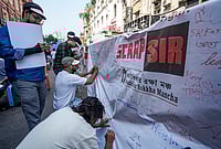 Disenfranchised Before The Polls? Protest In Kolkata Spotlights Deleted Voters | Photo: PTI/Manvender Vashist Lav : Members of Votadhikar Raksha Mancha stage a protest demanding voting rights for deleted voters ahead of the West Bengal Assembly elections, in Kolkata.