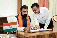 Bihar CM Slams Opposition Over Women’s Reservation Bill, Calls Lok Sabha Defeat a ‘Black Day’ | Photo: PTI : Newly-sworn Bihar Chief Minister Samrat Choudhary assumes charge of office after the oath ceremony, at the Old Secretariat, in Patna.