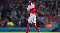 Arsenal Double Jeopardy Week: Gunners Eye Historic Champions League Run Before Premier League Clash Against Man City | Photo: AP/Dave Shopland : Arsenal's Eberechi Eze reacts after after the Premier League soccer match between Arsenal and Bournemouth in London, England Saturday, April 11, 2026.