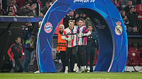 AP/Matthias Schrader : Manuel Neuer enters the pitch prior to the start of the Champions League quarterfinal second leg soccer match between Bayern Munich and Real Madrid.