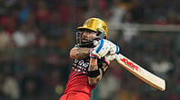 AP/Aijaz Rahi : Royal Challengers Bengaluru's Virat Kohli hits a boundary during their Indian Premier League match in Bengaluru.