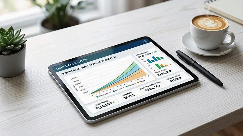 Tablet showing a ULIP calculator on a desk