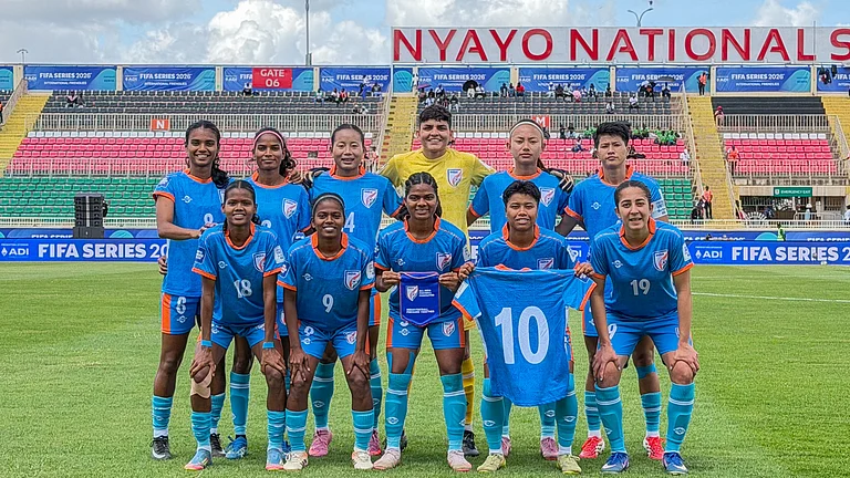 The India women's football team starting against Malawi during their FIFA Series 2026 third-place play-off match on April 15, 2026. - | Photo: AIFF