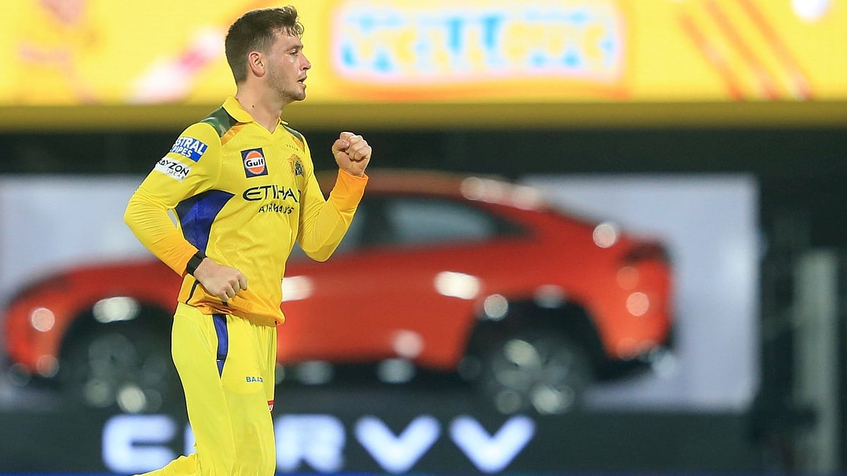 Chennai Super Kings' Noor Ahmad, left, celebrates the dismissal of Mumbai Indians' Tilak Verma, right, during the Indian Premier League cricket match between Chennai Super Kings and Mumbai Indians in Chennai, India, Sunday, March 23, 2025. - (AP Photo/R. Parthibhan)