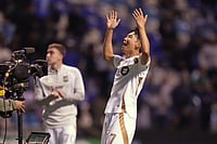 Cruz Azul Vs LAFC, CONCACAF Champions Cup: Los Angeles Knock Holders Out, Enter Semi-Finals | Photo: AP/Eduardo Verdugo : Son Heung-Min of the United States' Los Angeles FC celebrates at the end of a CONCACAF Champions Cup quarterfinal second leg soccer match against Mexico's Cruz Azul in Puebla, Mexico.