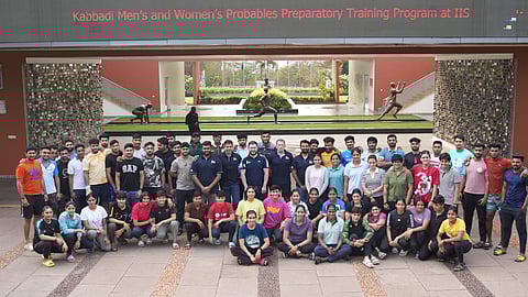 Indian men's and women's kabaddi team probables at the preparatory camp in IIS, Bellary.