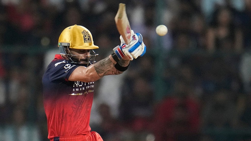Royal Challengers Bengaluru's Virat Kohli plays a shot during their Indian Premier League match against Lucknow Super Giants in Bengaluru. - AP/Aijaz Rahi