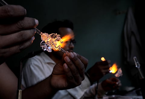 Kushwaha Nagar in Firozabad is home to more than 400 flame workers. Due to the scarcity of commercial LPG, most are out of work 