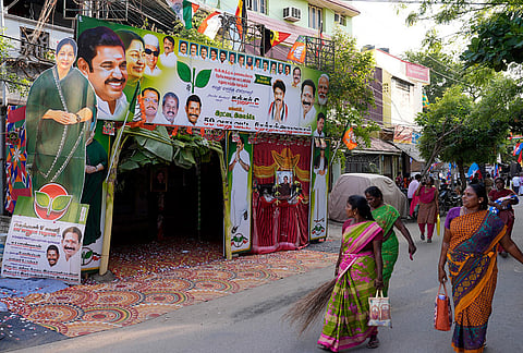 AIADMK election party office in Madurai during Tamil Nadu Assembly Election 2026.