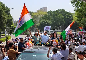 PTI : A rally in support of Women's Reservation Bill in Delhi on April 15