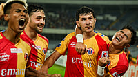 East Bengal 3-3 Bengaluru FC, ISL 2025-26: 10-Man Red And Gold Brigade Rally For Dramatic Draw Against The Blues | Photo: AIFF : East Bengal's Saul Crespo celebrates with teammates after scoring in the Indian Super League match against Bengaluru FC on April 16, 2026.