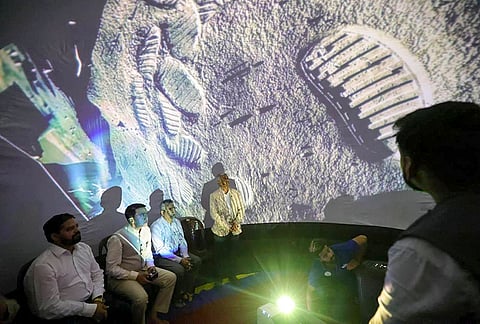 Goa Chief Minister Pramod Sawant during the flagging off ceremony of the ‘Taare Zameen Par’ Mobile Digital Platinum and STEM Education Outreach Programme, at Cumbarjua, in North Goa district. 