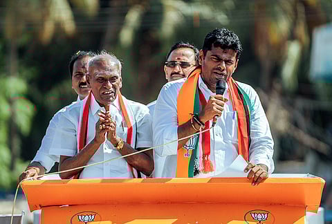 Former Tamil Nadu President of BJP K Annamalai during a campaign ahead of the Assembly elections, in Tamil Nadu. 