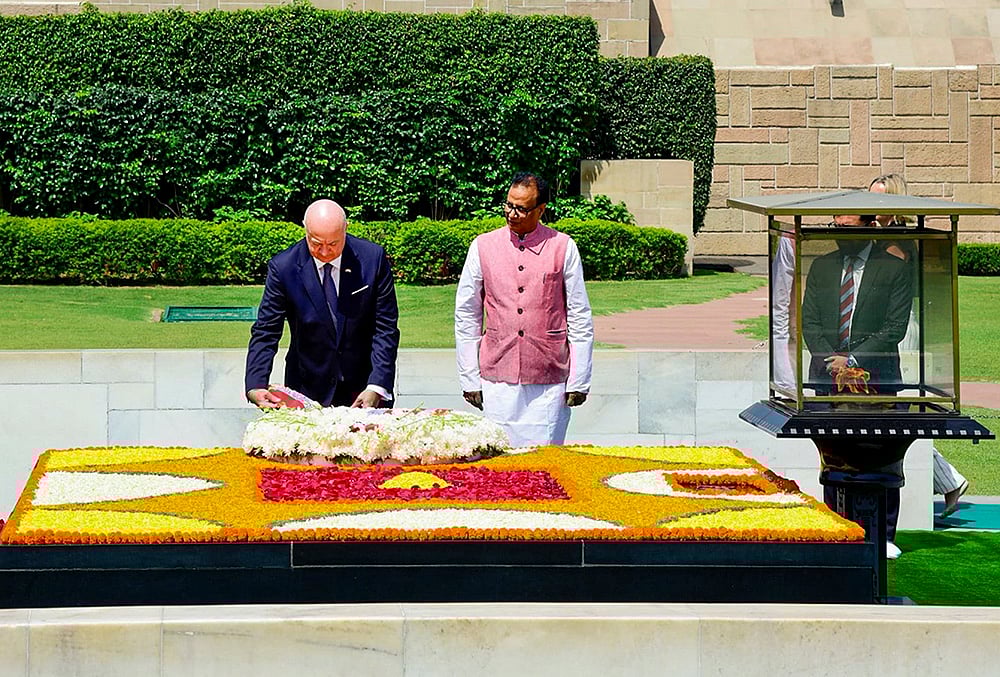 Austria Federal Chancellor Stocker visits Rajghat