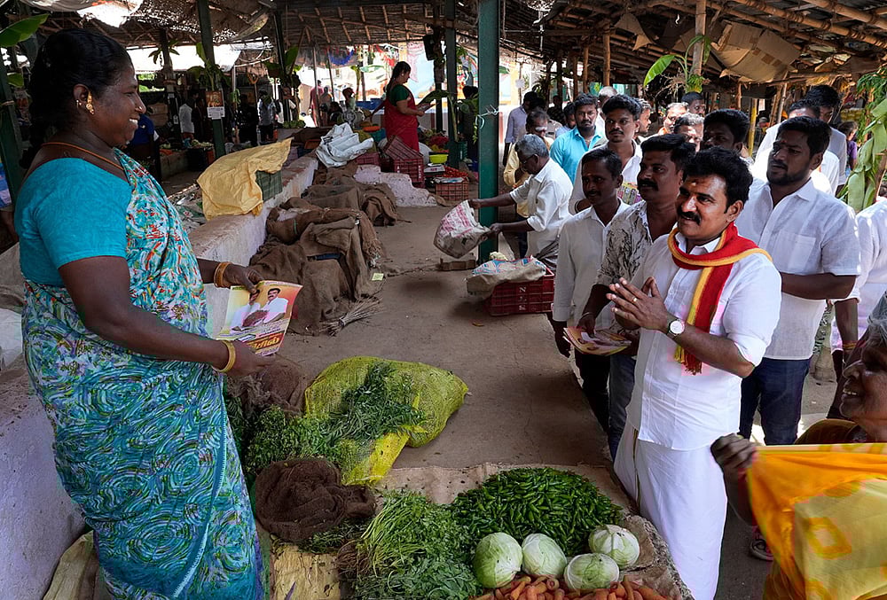Nirmal Kumar from Tamilaga Vettri Kazhagam campaign during TN assembly elections.