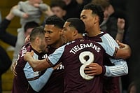 Aston Villa Vs Bologna LIVE Score, UEFA Europa League QF Leg 2: Buendia Doubles AVFC's Lead AP : Ollie Watkins celebrates after scores his side's first goal during the Europa League quarterfinal second leg.