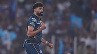 | Photo: AP/Ajit Solanki : Gujarat Titans' Mohammed Siraj celebrates the wicket of Kolkata Knight Riders' Sunil Narine during the Indian Premier League cricket match between Gujarat Titans and Kolkata Knight Riders in Ahmedabad.
