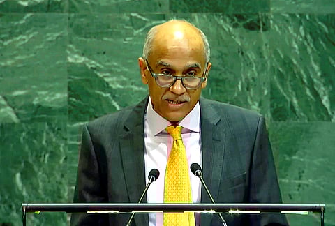 Parvathaneni Harish, Permanent Representative of India to the United Nations, delivers a statement during the UN General Assembly Debate, in New York. 
