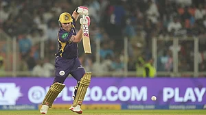 | Photo: AP/Ajit Solanki : Kolkata Knight Riders Tim Seifert plays a shot during the Indian Premier League cricket match between Gujarat Titans and Kolkata Knight Riders in Ahmedabad.