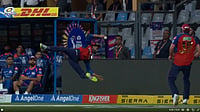 IPL : Shreyas Iyer taking the sensational relay catch with Xavier Bartlett during the Mumbai Indians vs Punjab Kings IPL 2026 match at Wankhede Stadium. 